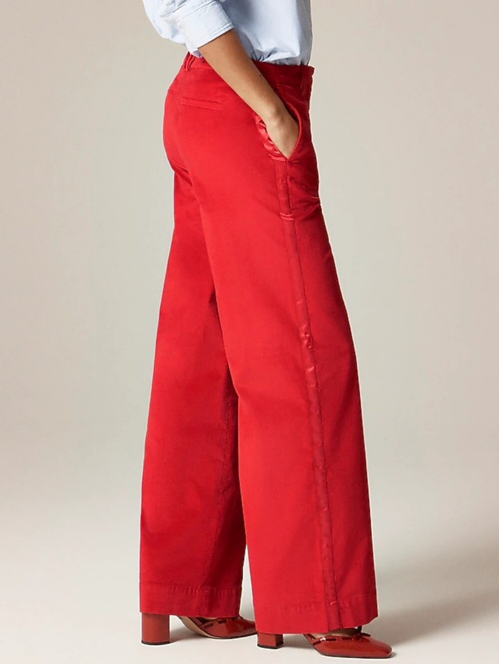 J.crew Wide - Leg Trousers With Satin Stripe  In Washed Velvet Sz 6 BNWT